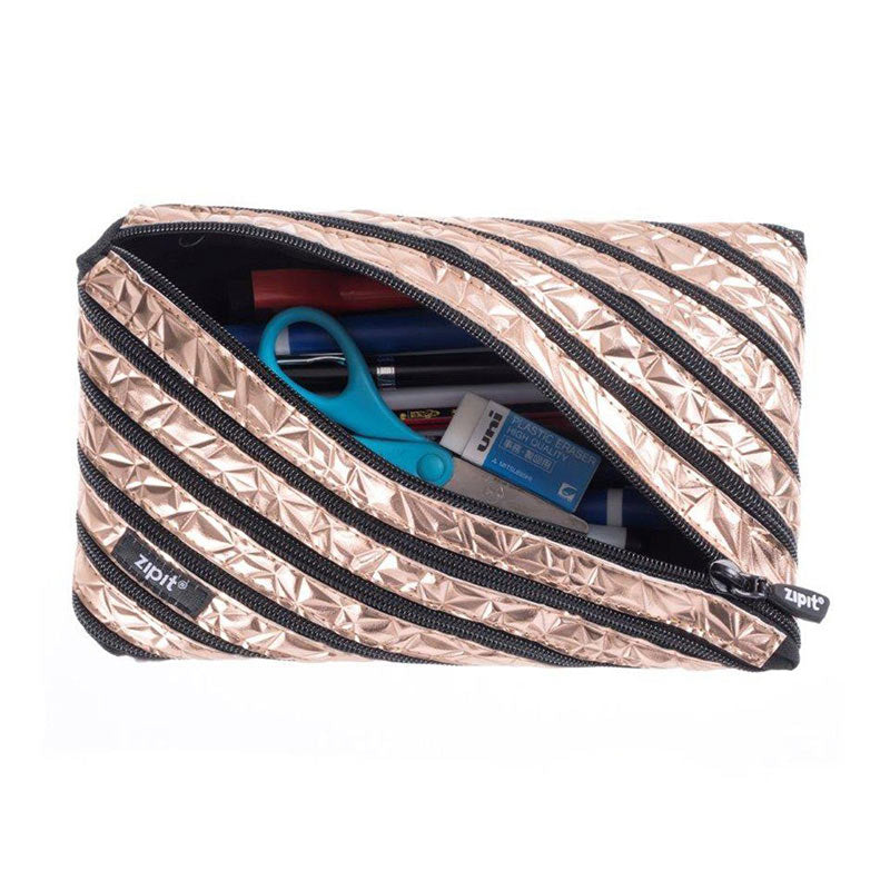 Pencil case ZIPIT Metallic Jumbo Pouch, ZTJ-MT-1, Bronze