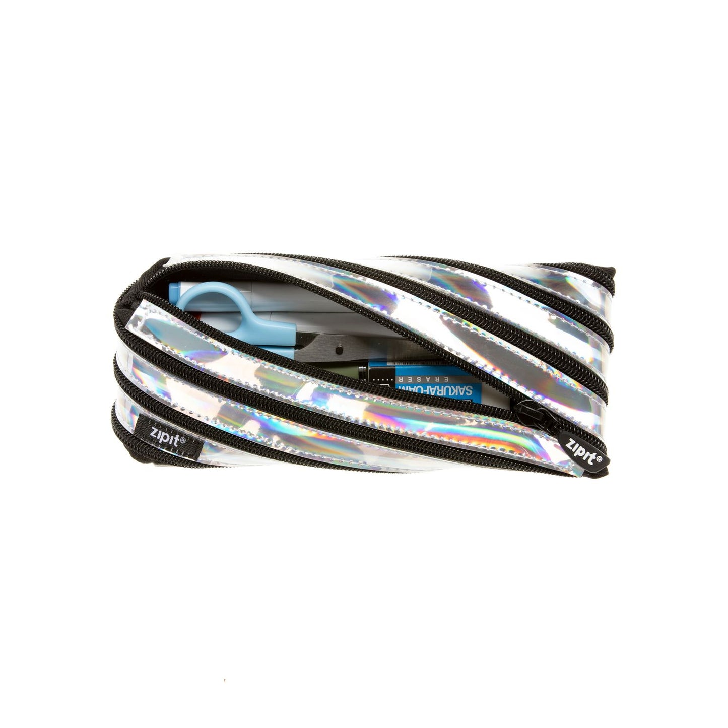 Pencil case ZIPIT Metallic Pouch, ZMT-2, Silver color