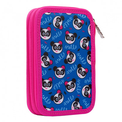 SMART double shaped pencil case, HP-01 Hello, panda, blue/pink