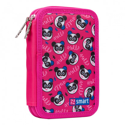 SMART double shaped pencil case, HP-01 Hello, panda, blue/pink