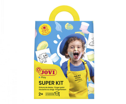 Pastelinių spalvų pirštų dažai Jovi 4 spalvos x35ml + 20 trafaretų