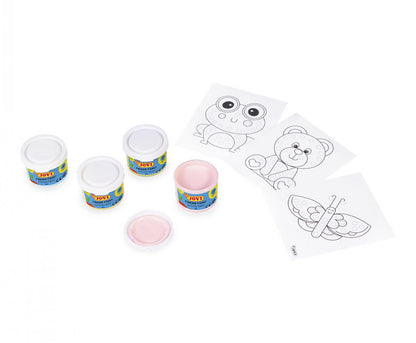 Pastelinių spalvų pirštų dažai Jovi 4 spalvos x35ml + 20 trafaretų