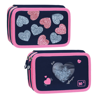 Shaped pencil case with two compartments YES HP-01 Bright Hearts