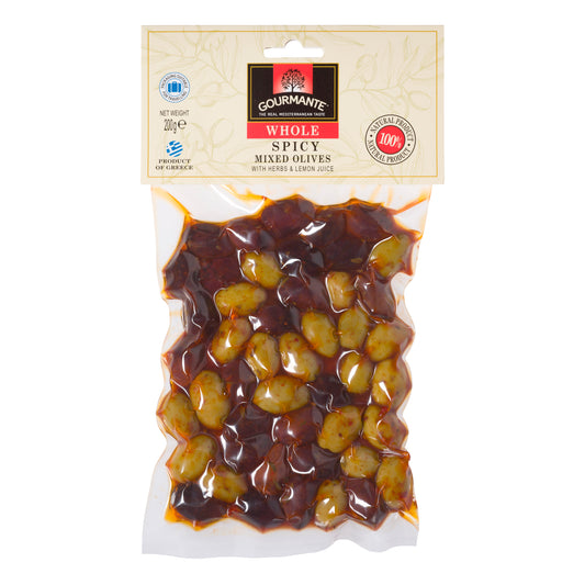 GOURMANTE marinated olive mix, pitted, with lemon and herbs, 200g