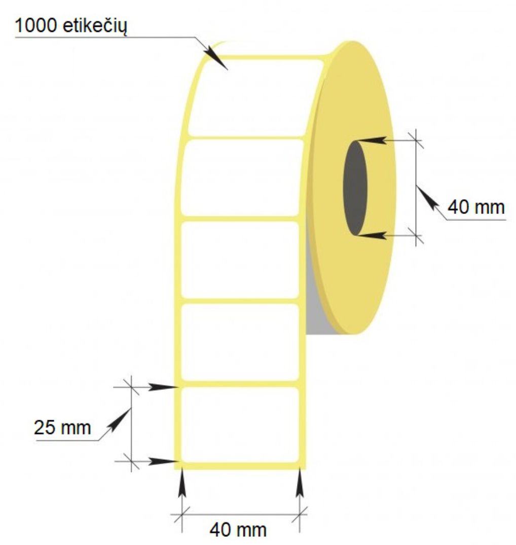 Self-adhesive labels, 40x25/40 mm, 1000 pcs., Thermal Eco, white.