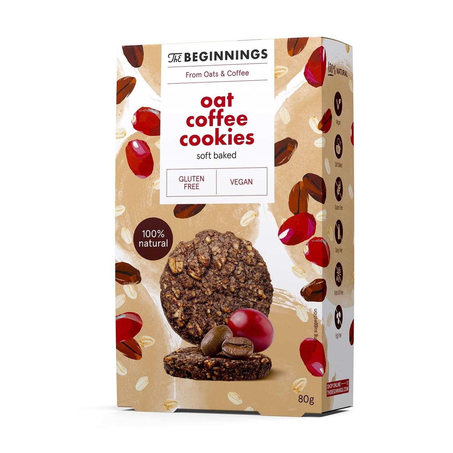 Oatmeal cookies THE BEGINNINGS, coffee flavor, 80 g.