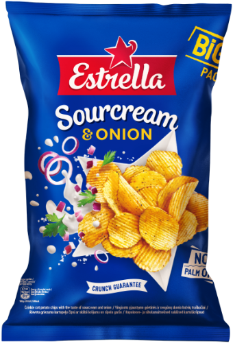ESTRELLA chips, sour cream and onion flavor, 180 g