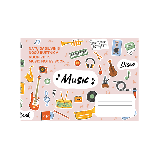 Music sheet notebook, A5, Inner pages weight – 70 g/m2.