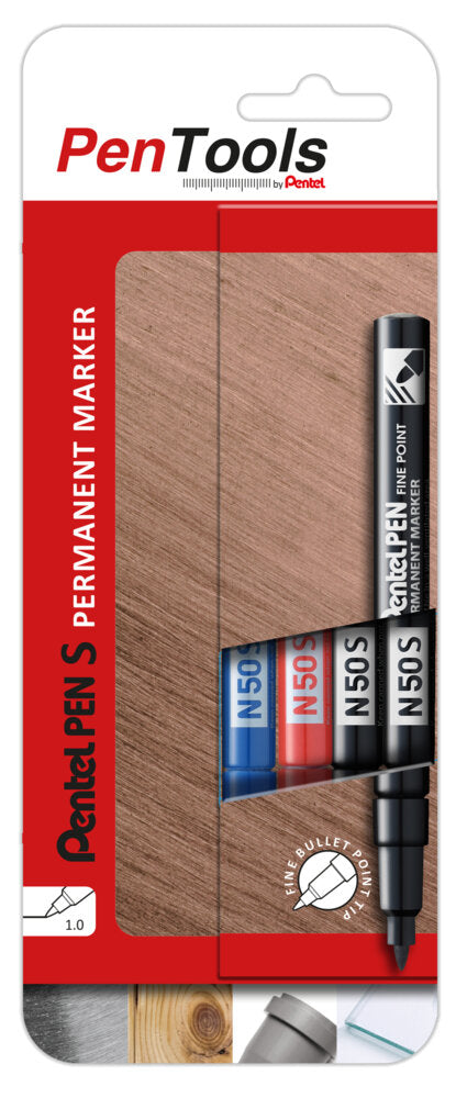 Permanent marker Pentel Tool Pen N50S, 1mm, 4 pcs, assorted colors