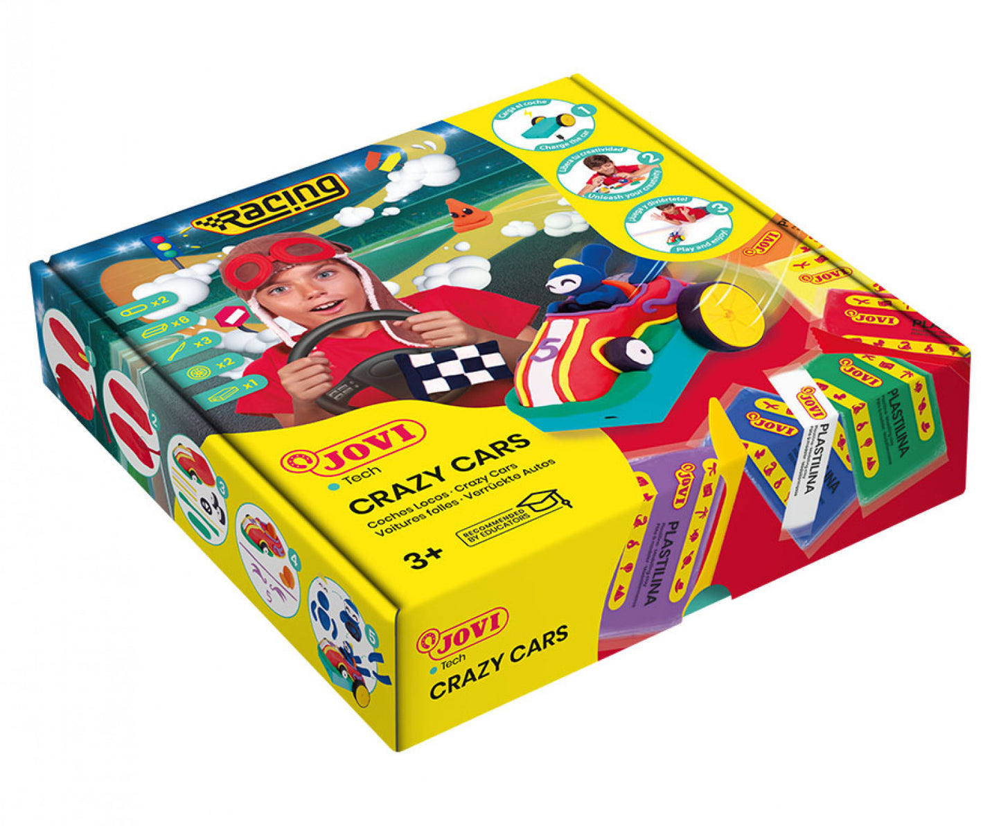 Crazy racing cars JOVITECH set. Primary colors