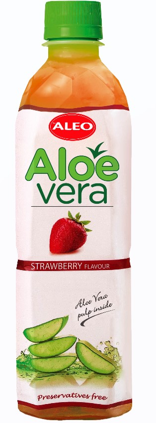 Gaivusis sulčių gėrimas ALEO Aleo vera, braškių skonio, 500 ml