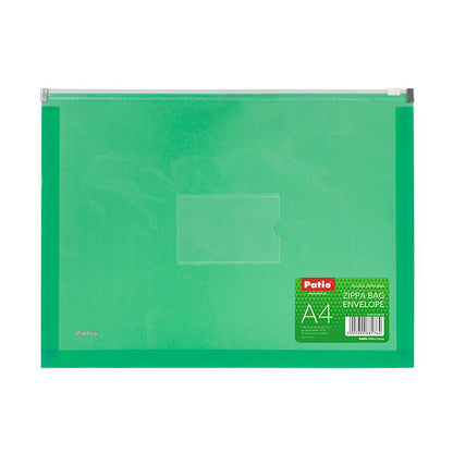 Folder (envelope) PATIO with zipper, A4, transparent green color.