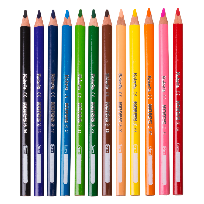 KORES JUMBO triangular colored pencils, 12 colors with sharpener