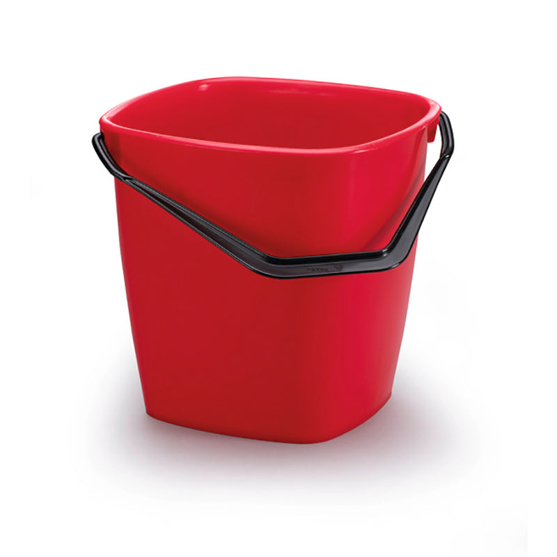 Plastic bucket DURABLE with plastic handle, square, 14 L, red