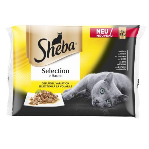 Cat food SHEBA, poultry set, in bags, 4 x 85 g