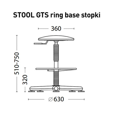 Work chair STOOL GTS RING STOPKI, artificial leather, V-14, black color