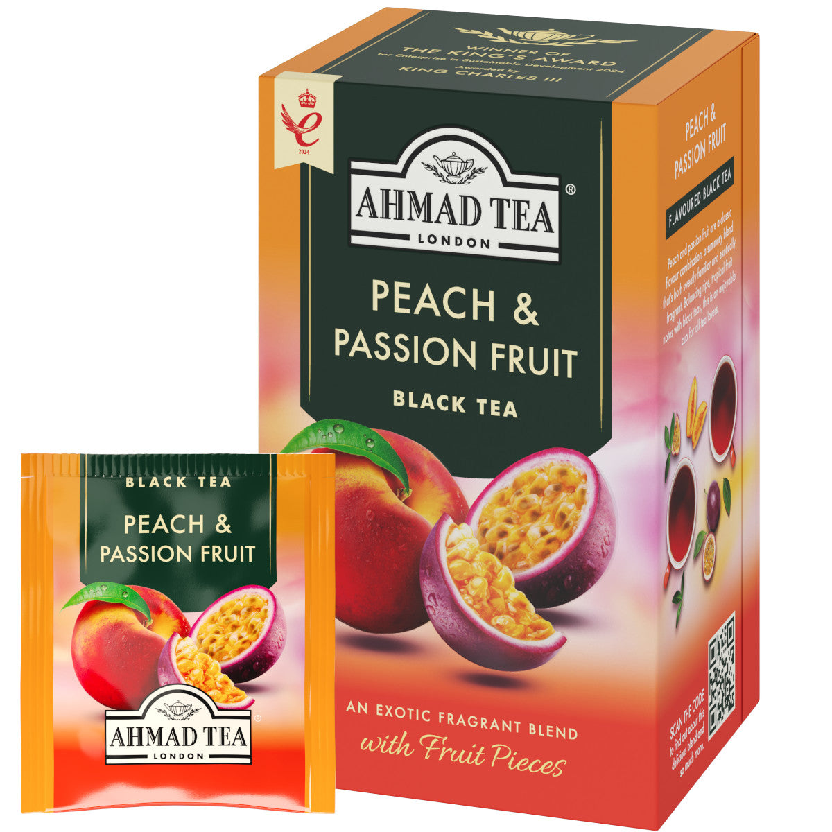 Tea AHMAD ASLU FRUIT PEACH &amp; PASSION, in sachets, 20 pcs. 2 g each