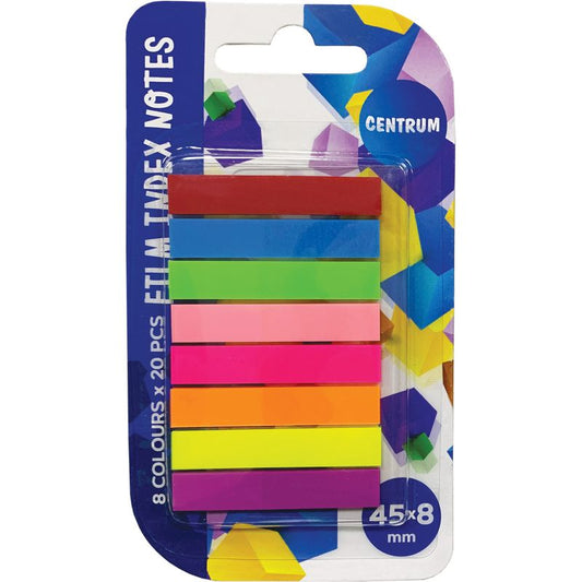 Self-adhesive markers, CENTRUM plastic, 8 x 45 mm, 8 colors, 20 sheets each