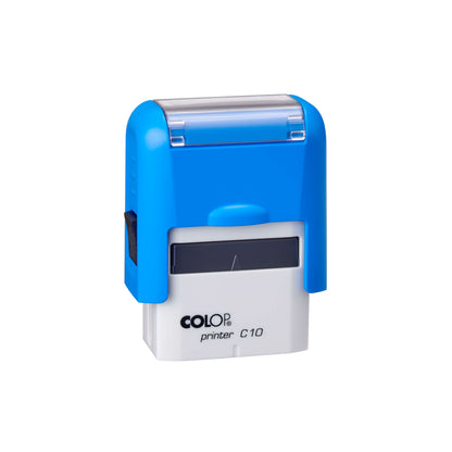 COLOP Printer C10 stamp, blue body, blue pad