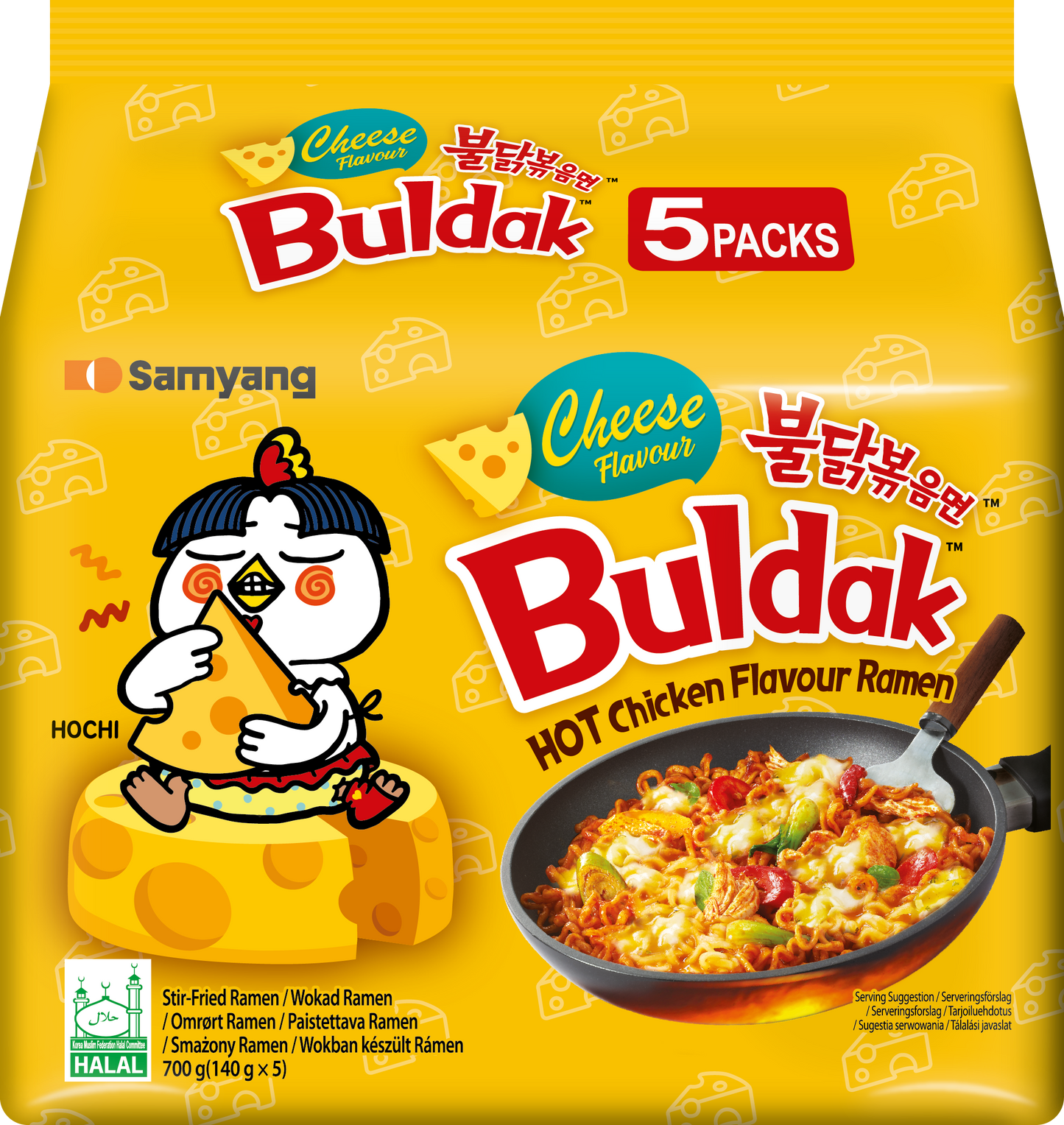Ramen SAMYANG Buldak, Cheese. (5 pcs x 140g), 700 g