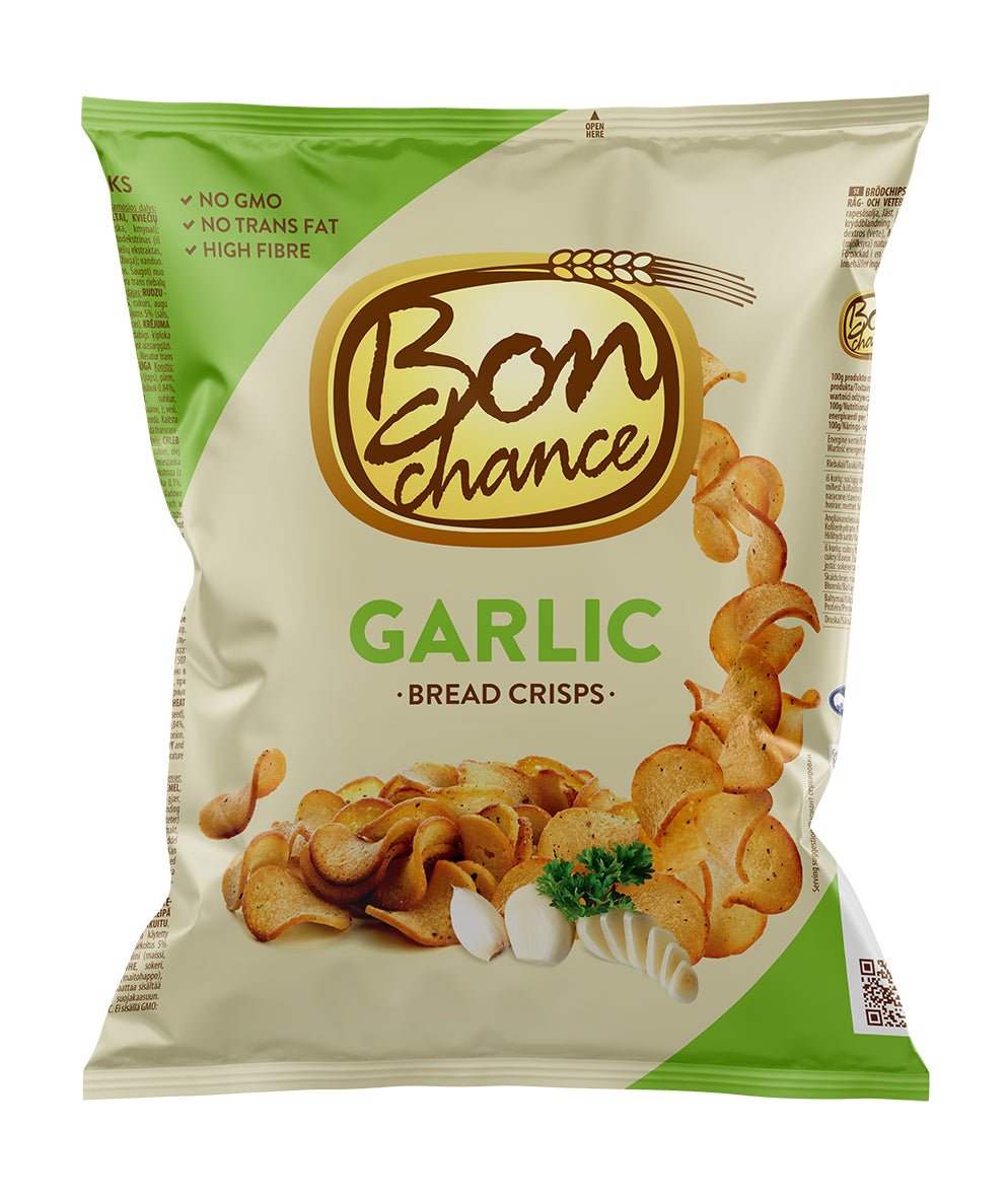 Duonos traškučiai BON CHANCE, su česnaku, 120 g