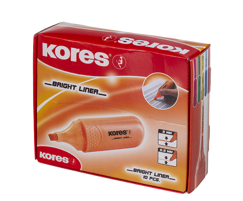 Teksto žymeklis KORES BRIGHT LINER, oranžinė