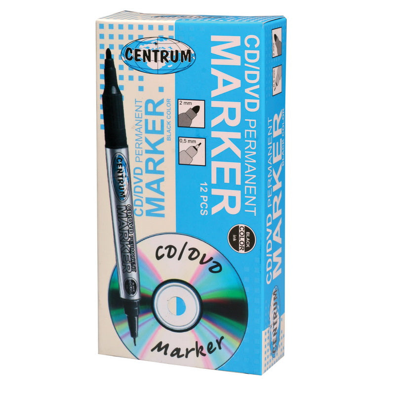 Permanent marker CENTRUM CD/DVD, double 0.5mm/2.0mm, black