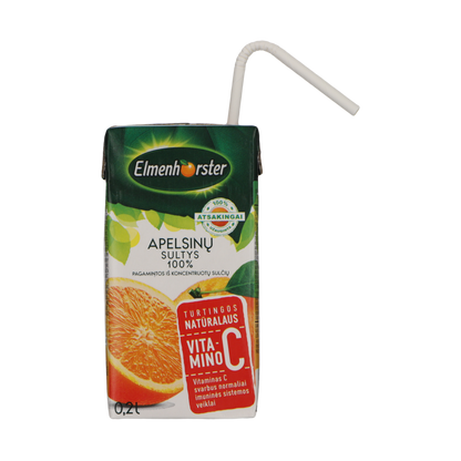Apelsinų sultys ELMENHORSTER, 100%, 0,2l