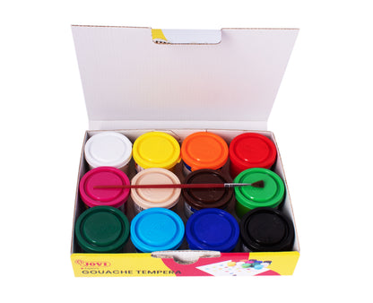 Guašas tempera JOVI, 35 ml, 12 spalvų rinkinys su teptuku