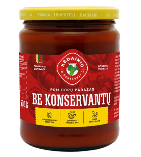 Tomato sauce KĖDAINIų without preservatives, 0.5/500g