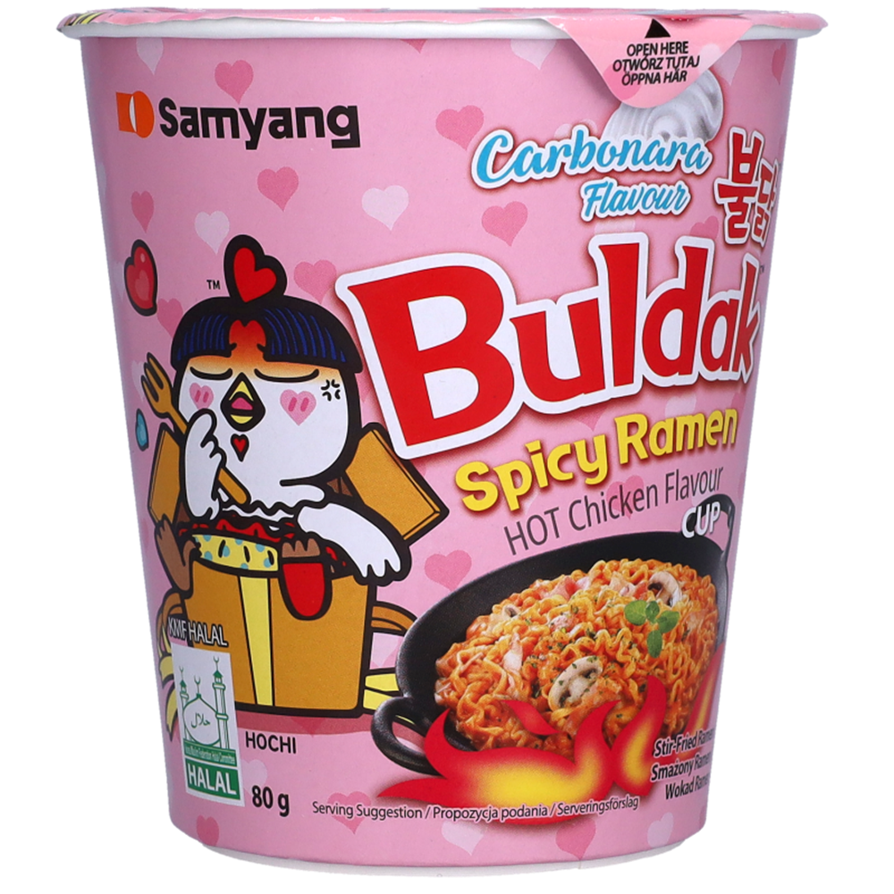 Ramenas SAMYANG, Hot Chicken Carbonara, puodelyje, 80 g