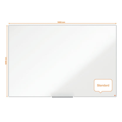 Enamelled white magnetic board NOBO Impression Pro, 180x120 cm, aluminum frame