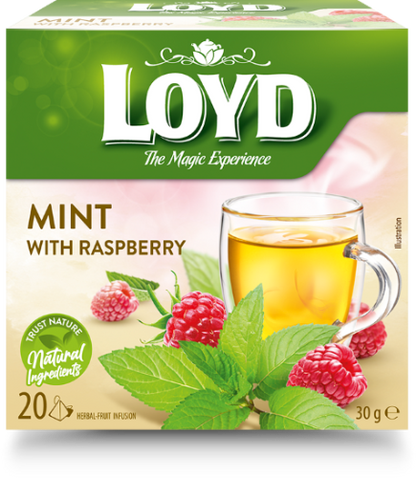 Herbal tea LOYD, mint and raspberry flavor, 20 x 1.5 g
