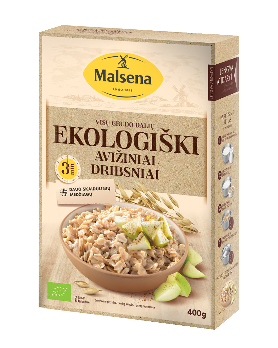 Avižiniai dribsniai MALSENA, Ekologiški, 400g, LT-EKO-001