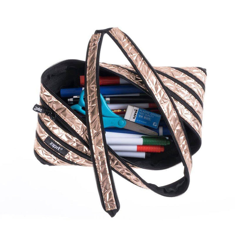 Pencil case ZIPIT Metallic Jumbo Pouch, ZTJ-MT-1, Bronze