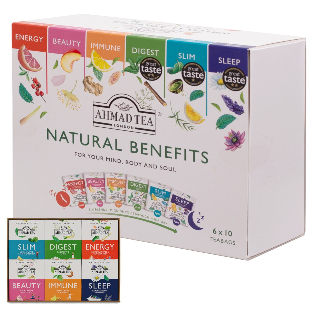 Ahmad Tea Set of various types and herbal infusions, 6x10 packs.