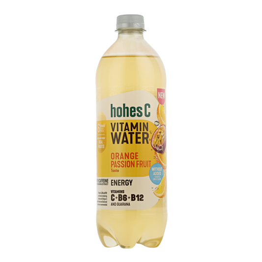 Carbonated water HOHES C, orange and passion fruit flavor, with C+B6+B12 + guarana 0.75 l