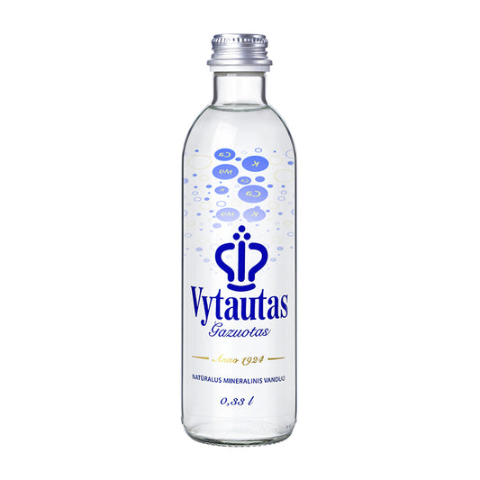Natural mineral water VYTAUTAS, carbonated, in a glass container, 0.33L.