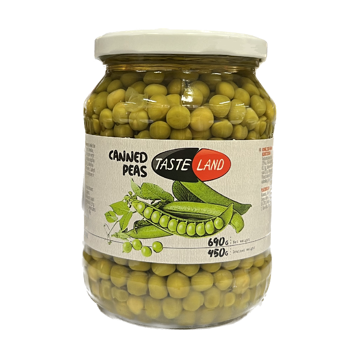 Konservuoti žirneliai TASTE LAND, 660g/445g