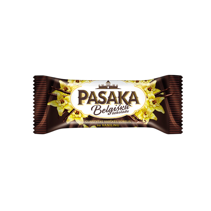 Glaistytas varškės sūrelis PASAKA, su belgišku šokoladu ir vanile, 23%,40 g