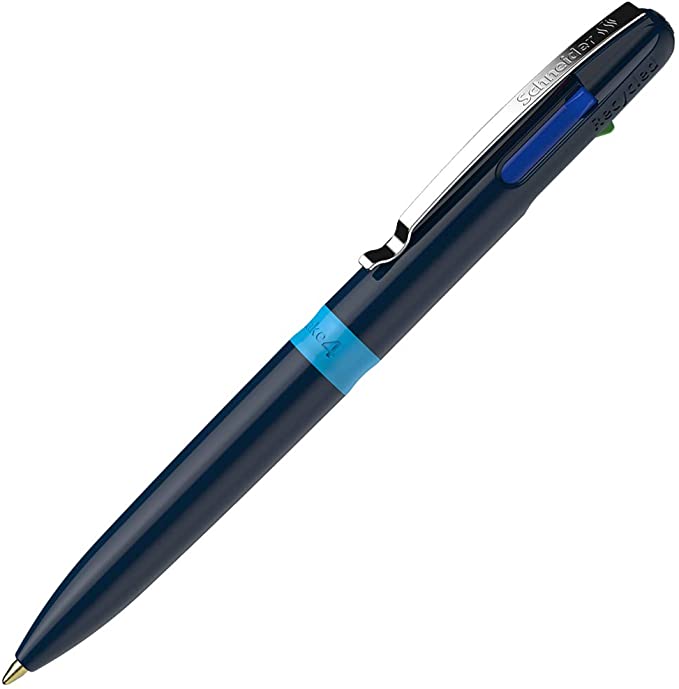 Ballpoint pen SCHNEIDER Take 4, dark blue barrel, 4 colors