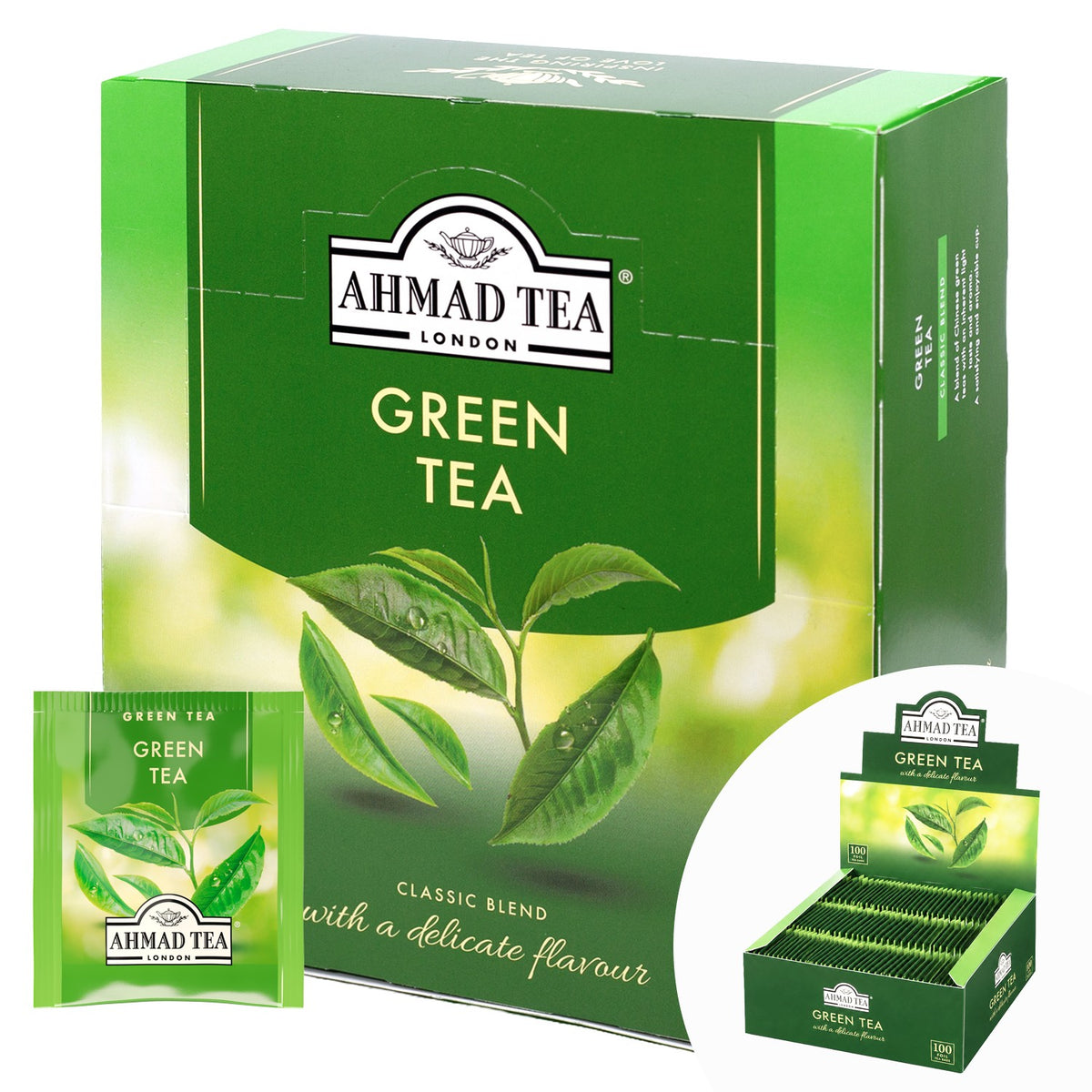 Green tea Ahmad Alu Green Pure in foil bags (100 pcs)