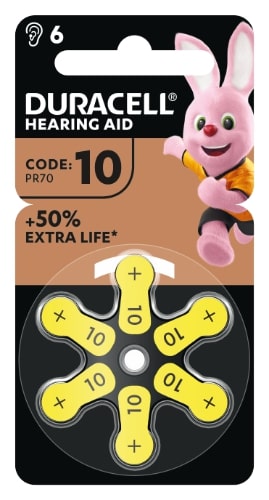 Hearing aid batteries DURACELL 10 PR70, 6 pcs.