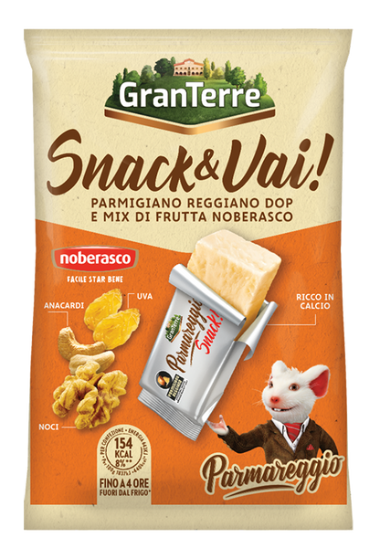 Kietojo PARMIGIANO  sūrio PARMIGIANO REGGIANO 30 % rieb. ir džiovintų vaisių ir riešutų užkandis,35g