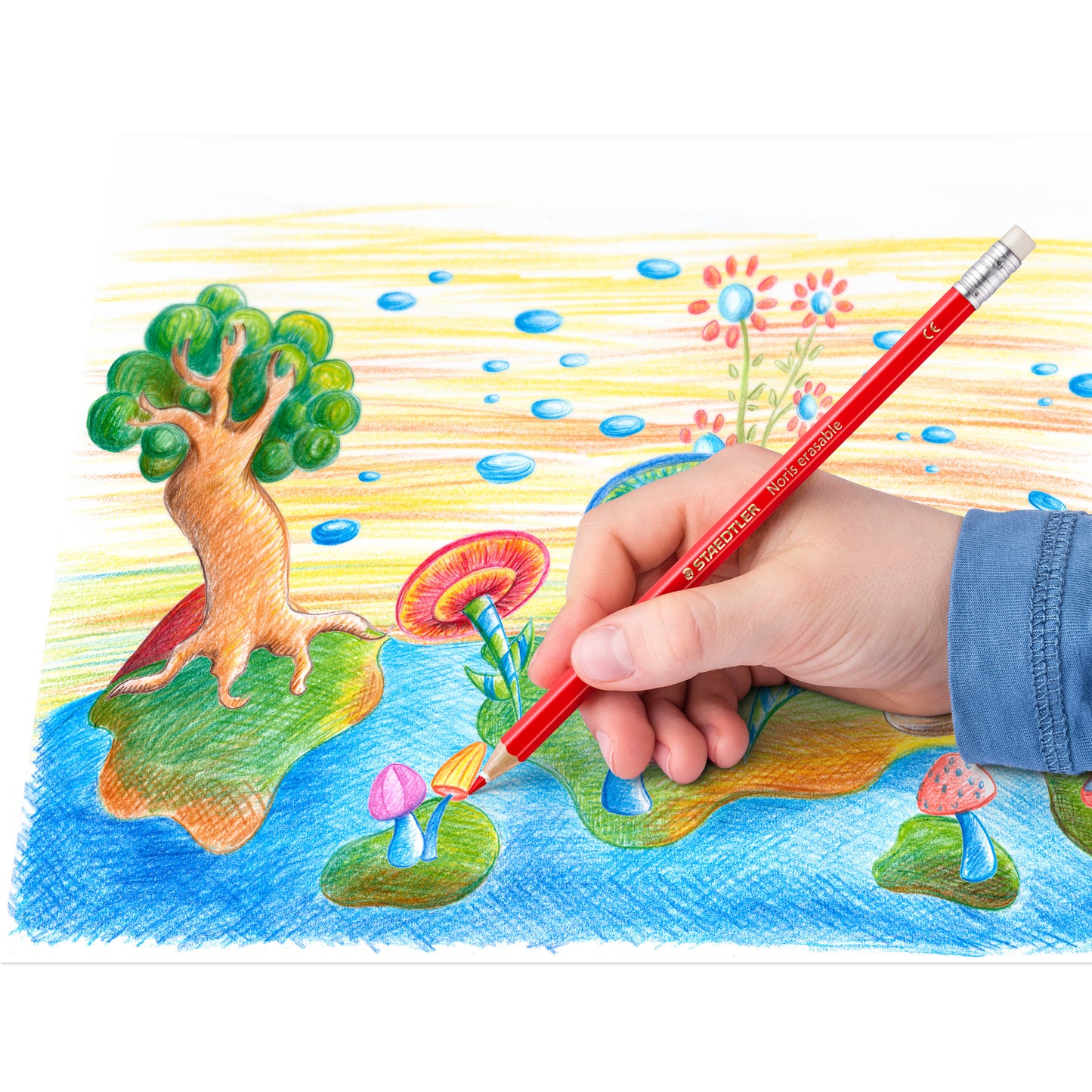 Colored pencils, erasable, with eraser STAEDTLER NORIS CLUB, 12 colors