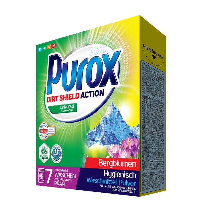 PUROX washing powder, universal, 7 washes, 490 g