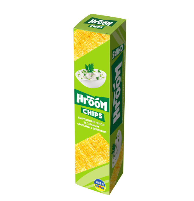 Bulvių traškučiai HROOM, jusotelėmis, grietinės ir žolelių skonio, 50 g