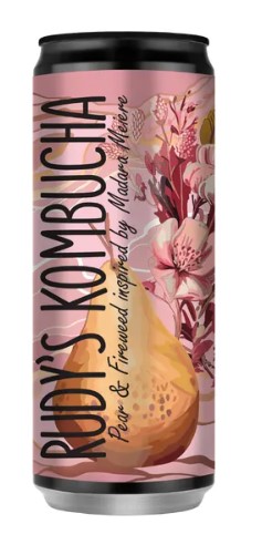 Refreshing tea drink RUDY'S Kombucha, pear and elderberry flavor, 0.33 l, can