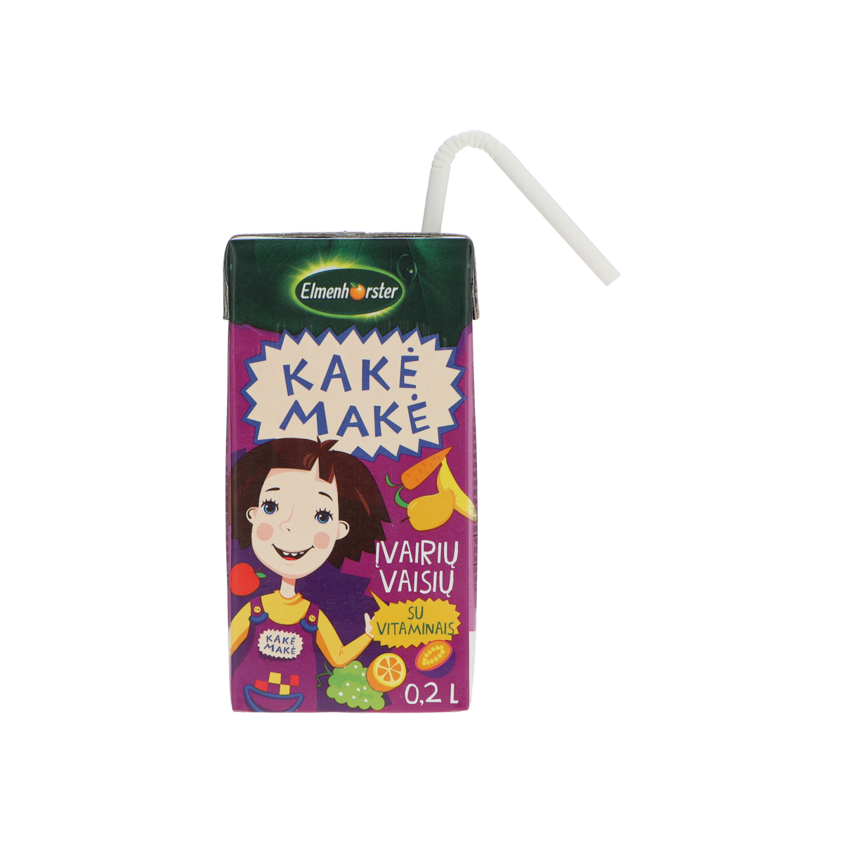 Įvairių vaisių sulčių gėrimas ELMENHORSTER KAKĖ MAKĖ, su vitaminu C, 0,2 l