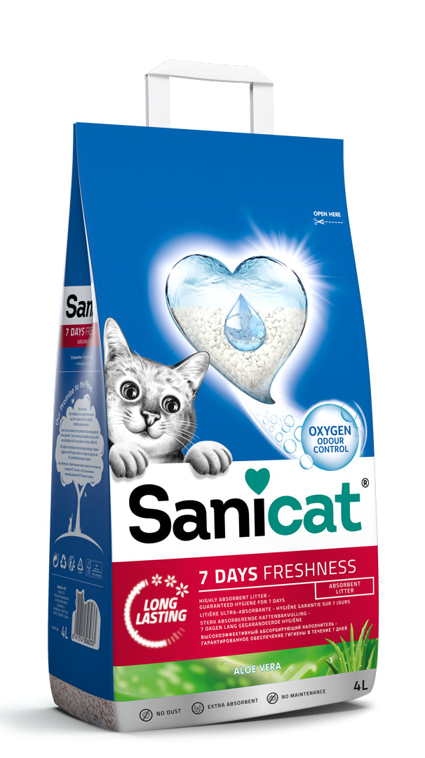 Kačių kraikas SANICAT Aloe vera, nesušokantis, 4 l